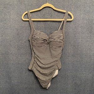 Flattering Black and White Striped One Piece Swimsuit